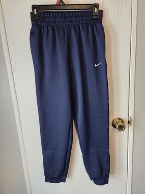 Nike Kids Navy Jogger Sweatpants with White Swoosh